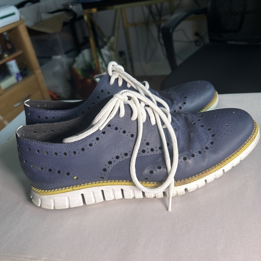 Cole Haan ZeroGrand Wingtip Oxfords Mens 9M Navy Blue C14318 Dress Sneakers